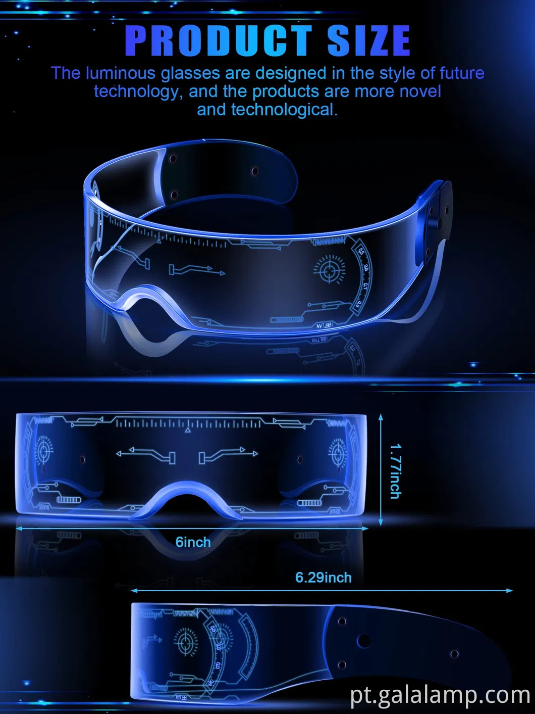 Óculos coloridos de visão noturna led